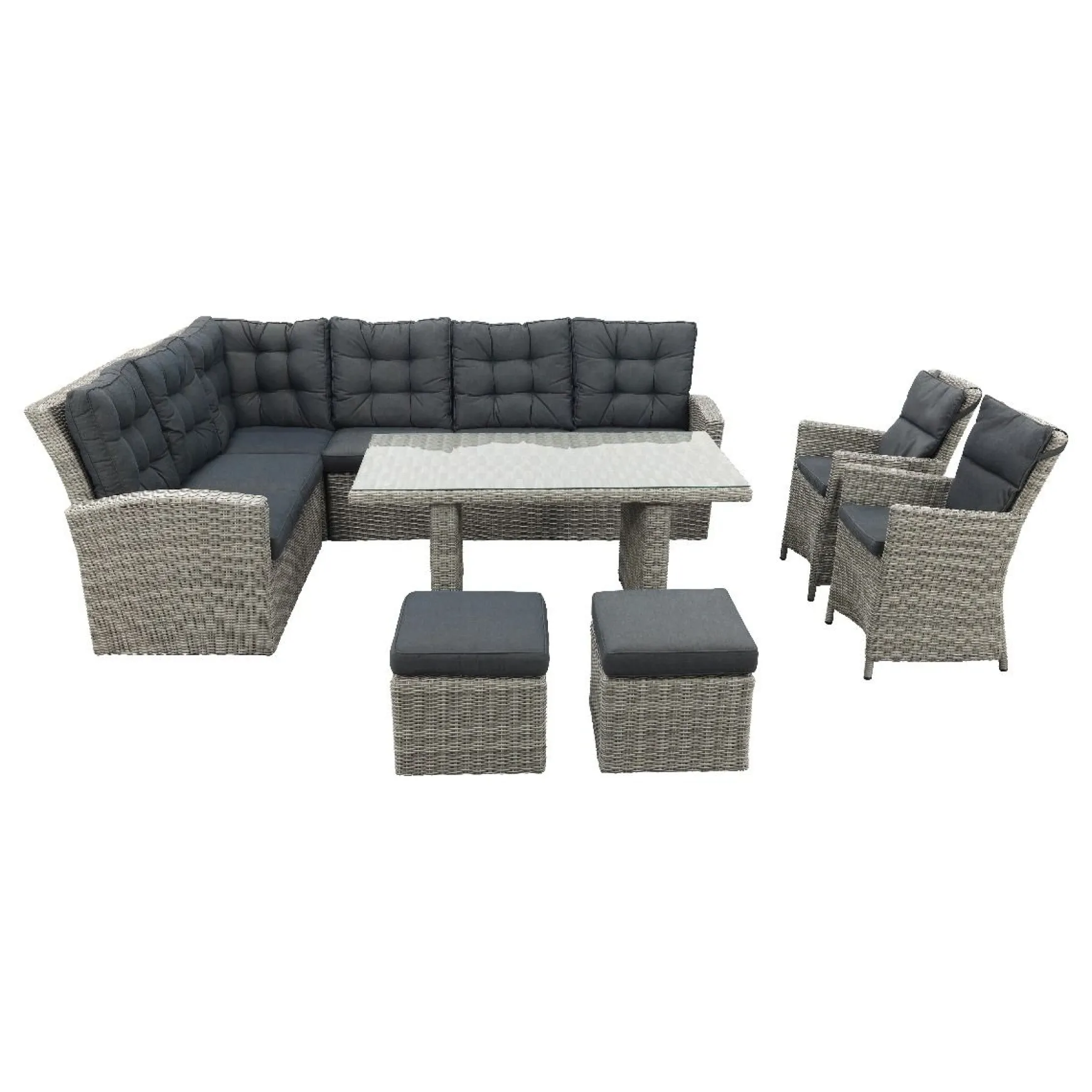 Lounge/diningset San Marino - Paloma grijs + 2x Mante tuinstoel