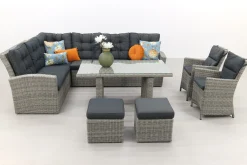 Lounge/diningset San Marino - Paloma grijs + 2x Mante tuinstoel