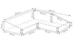 L-vormige loungesethoes 251x210x70x95 cm. - Rechts (Savannah)