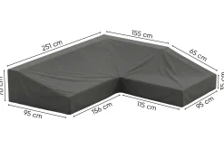 L-vormige loungesethoes 251x210x70x95 cm. - Rechts (Savannah)