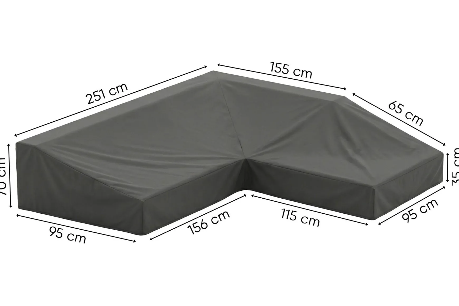 L-vormige loungesethoes 251x210x70x95 cm. - Rechts (Savannah)