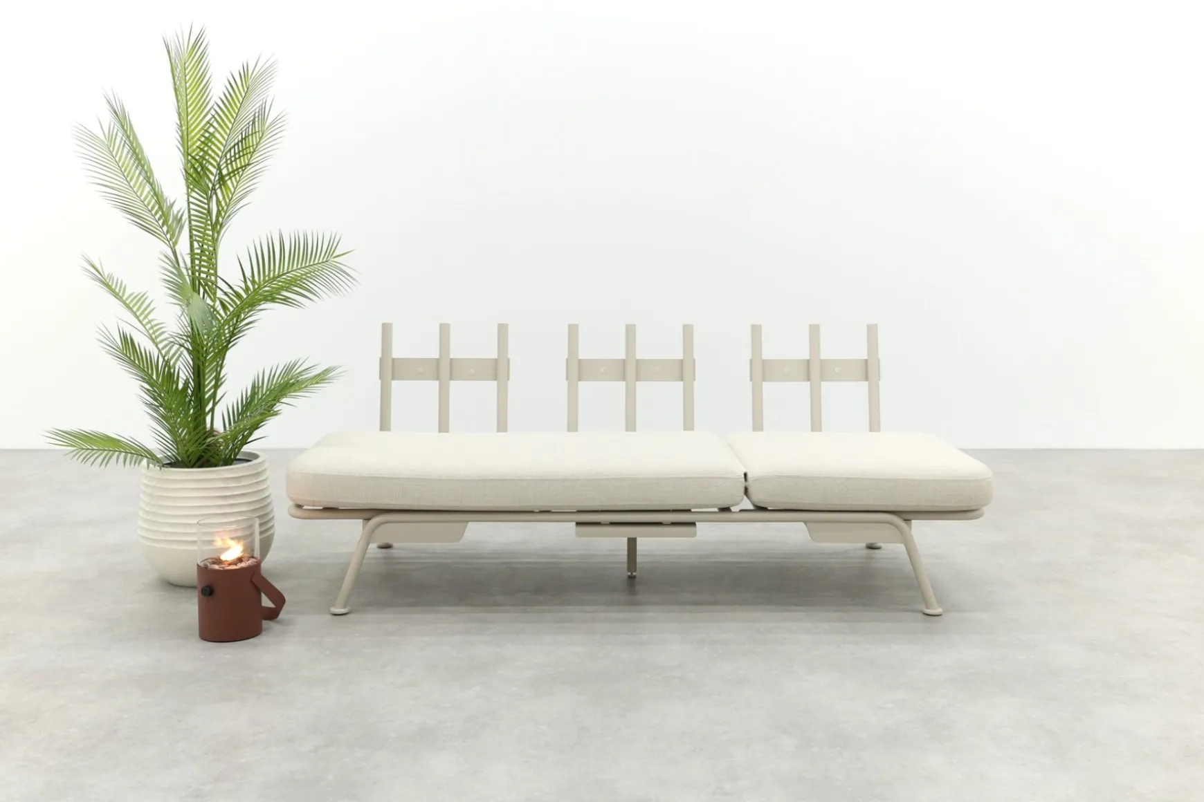 Lyon 3-zits balkon loungebank 2-in-1 ligbed - Mokka