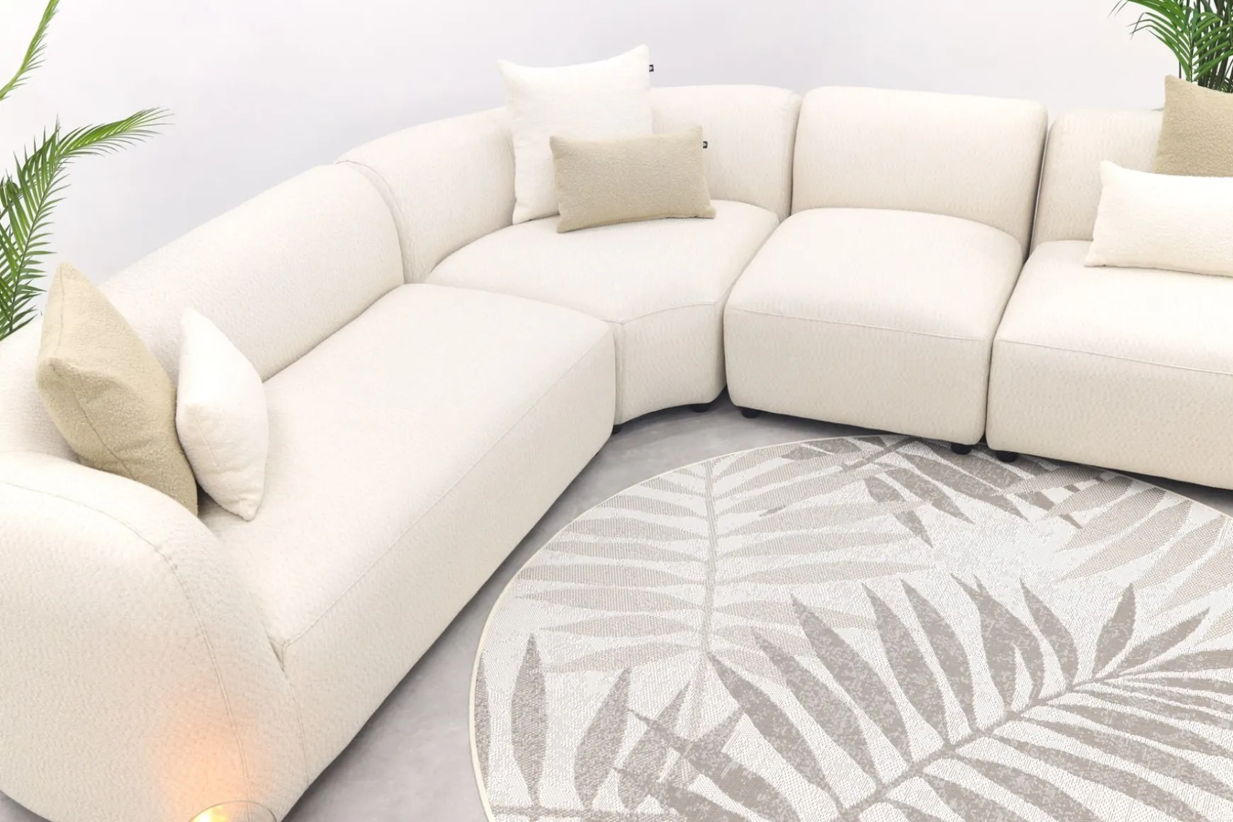 Madeira ronde hoekbank links + tussenelement - Naturel Sunbrella