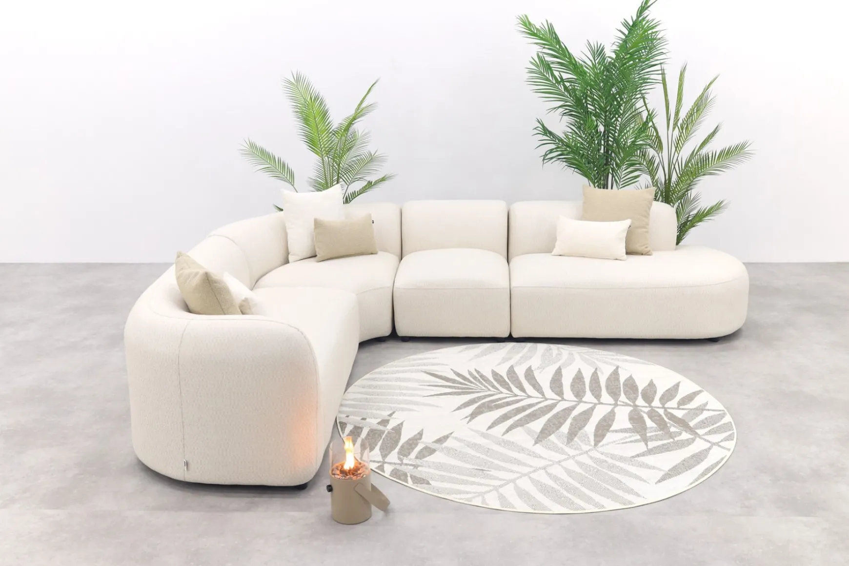 Madeira ronde hoekbank links + tussenelement - Naturel Sunbrella
