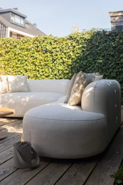 Madeira ronde hoekbank links + tussenelement - Naturel Sunbrella