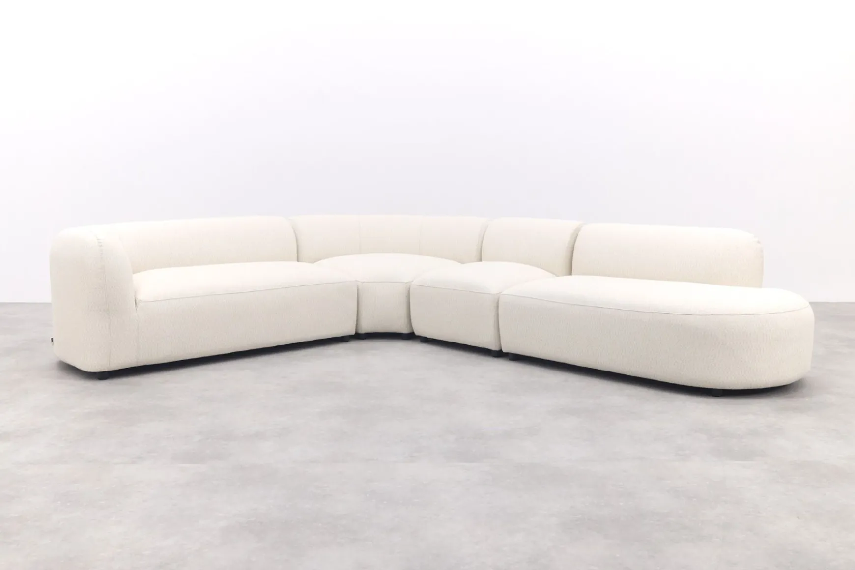 Madeira ronde hoekbank links + tussenelement - Naturel Sunbrella