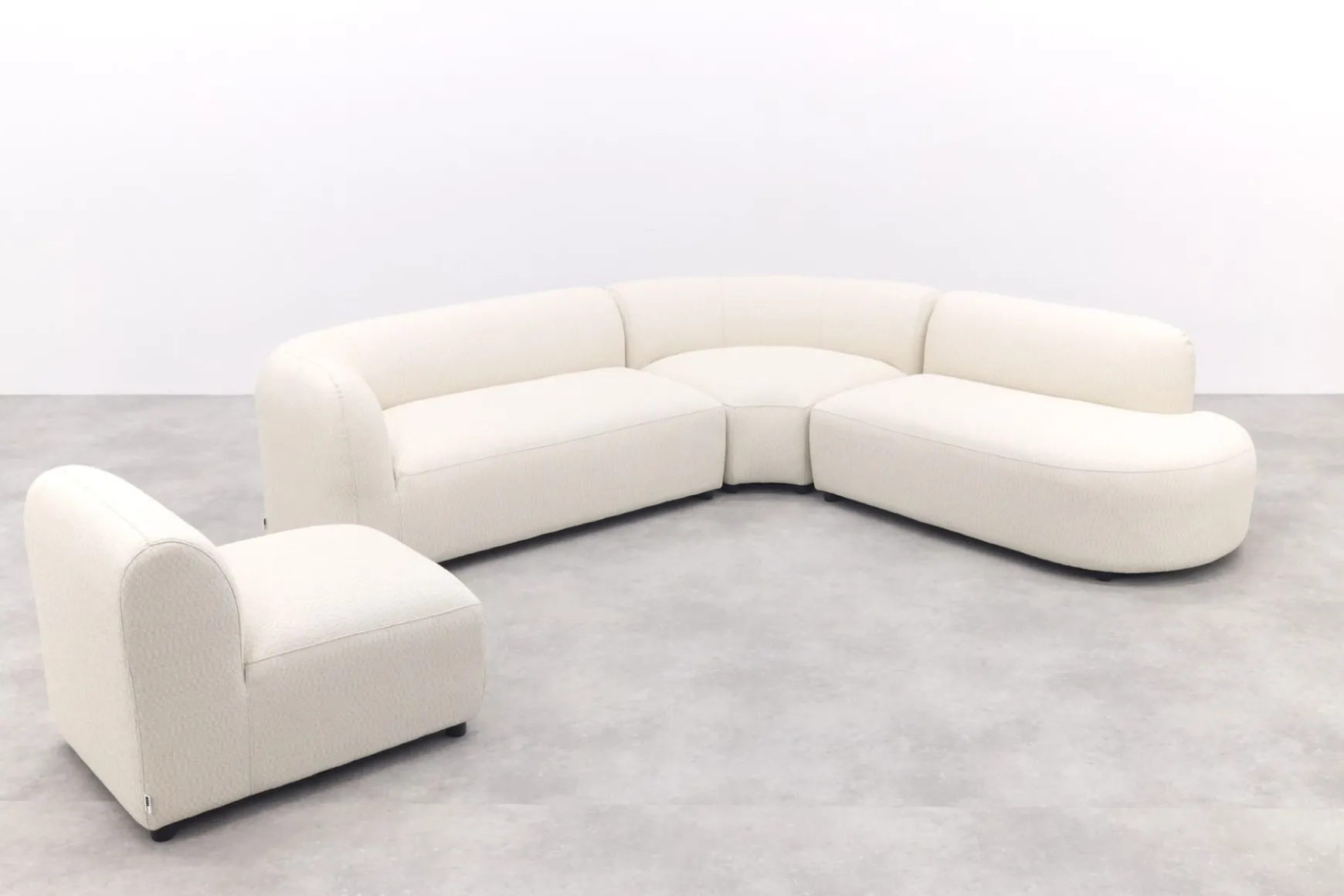 Madeira ronde hoekbank links + tussenelement - Naturel Sunbrella