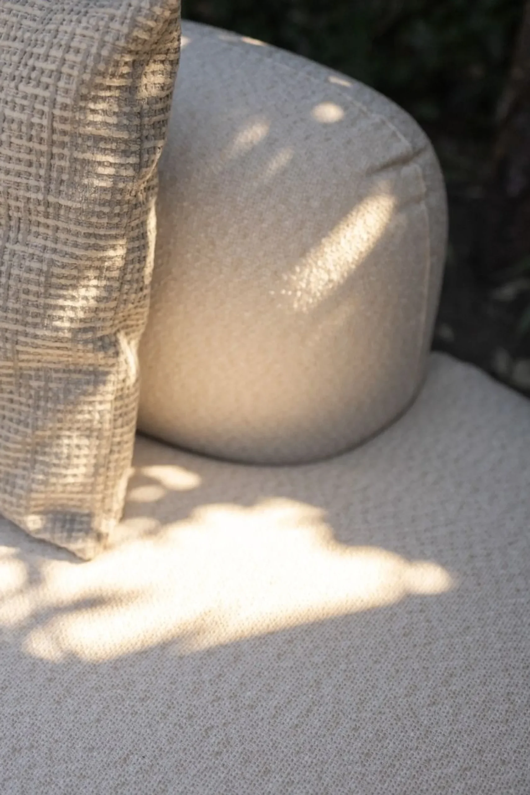 Madeira ronde hoekbank links + tussenelement - Naturel Sunbrella