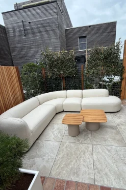 Madeira ronde hoekbank links + tussenelement - Naturel Sunbrella
