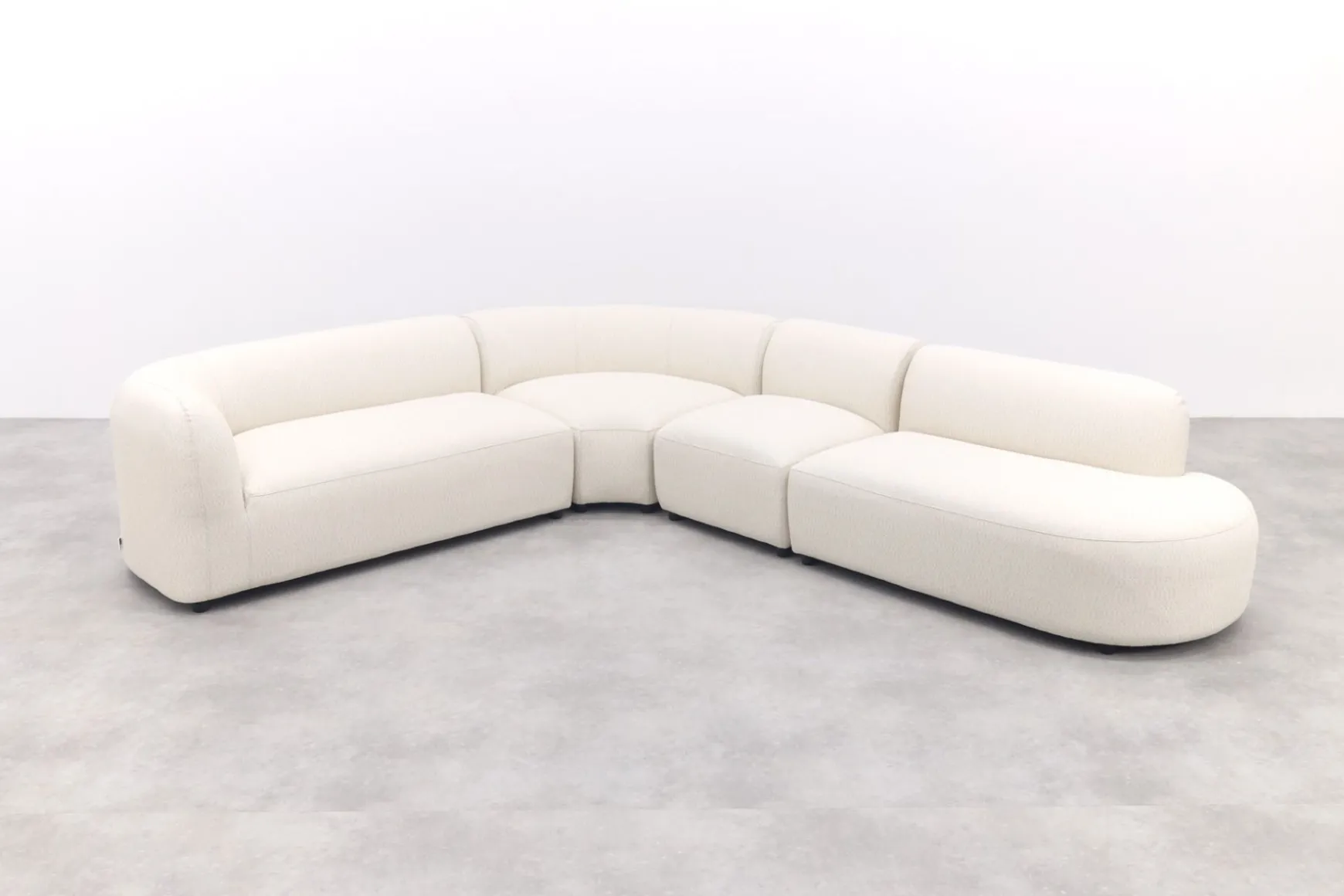 Madeira ronde hoekbank links + tussenelement - Naturel Sunbrella