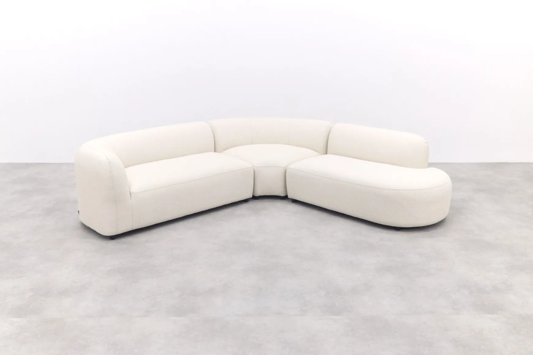 Madeira ronde hoekbank links + tussenelement - Naturel Sunbrella