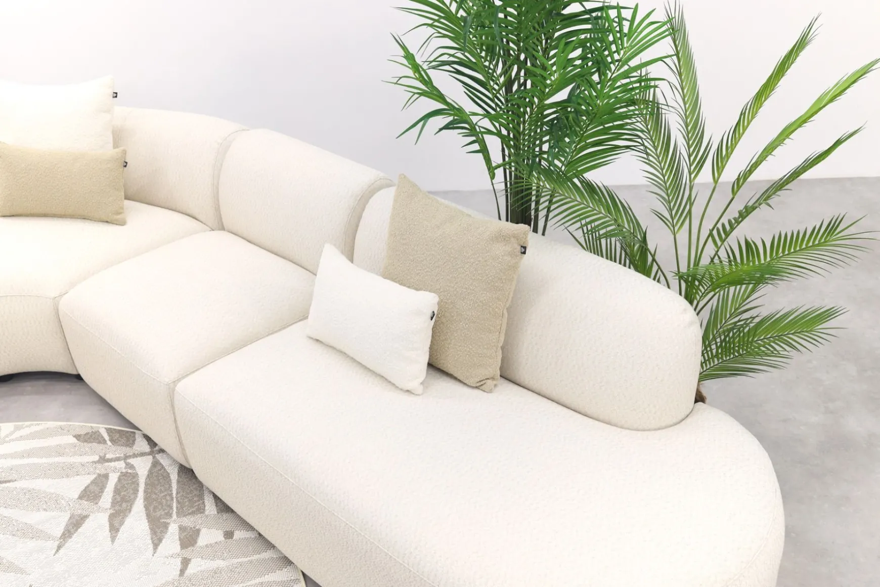 Madeira ronde hoekbank links + tussenelement - Naturel Sunbrella