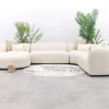 Madeira ronde u-vorm hoekbank + chaise longue rechts - Naturel Sunbrella