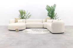 Madeira ronde u-vorm hoekbank + chaise longue rechts - Naturel Sunbrella