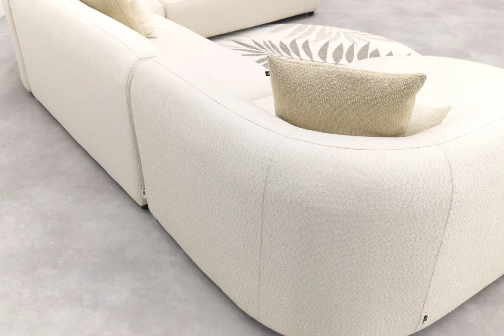 Madeira ronde u-vorm hoekbank + chaise longue rechts - Naturel Sunbrella