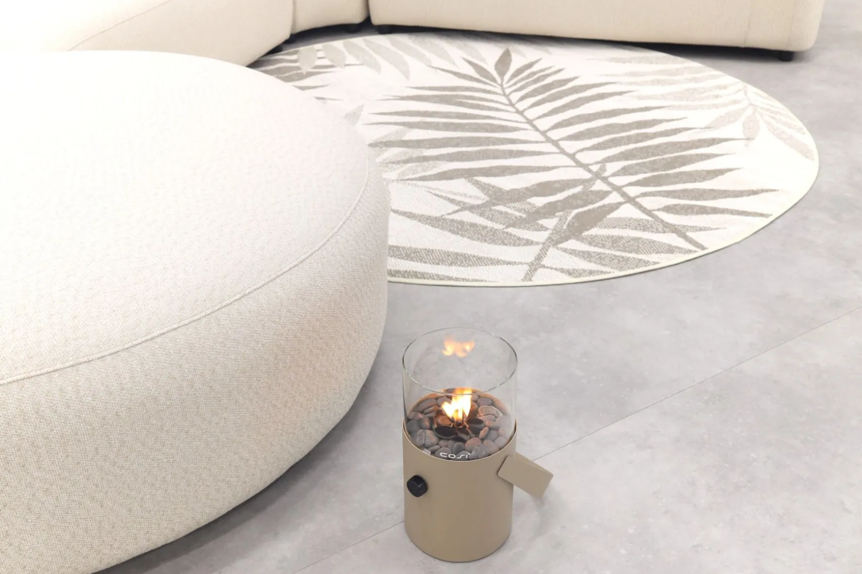 Madeira ronde u-vorm hoekbank + chaise longue rechts - Naturel Sunbrella