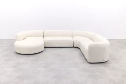 Madeira ronde u-vorm hoekbank + chaise longue rechts - Naturel Sunbrella
