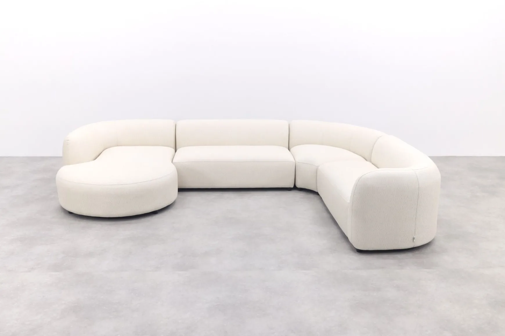 Madeira ronde u-vorm hoekbank + chaise longue rechts - Naturel Sunbrella