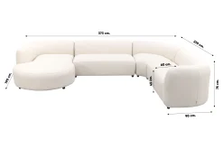 Madeira ronde u-vorm hoekbank + chaise longue rechts - Naturel Sunbrella