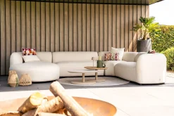 Madeira ronde u-vorm hoekbank + chaise longue rechts - Naturel Sunbrella