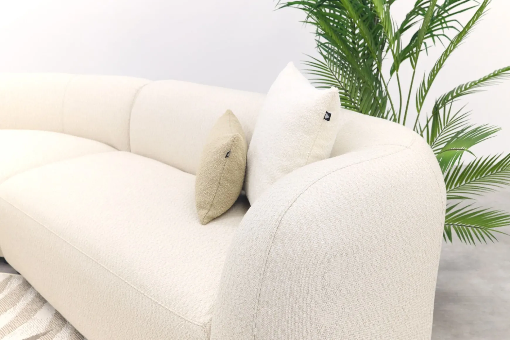 Madeira ronde u-vorm hoekbank + chaise longue rechts - Naturel Sunbrella