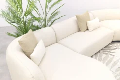 Madeira ronde u-vorm hoekbank + chaise longue rechts - Naturel Sunbrella