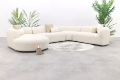 Madeira ronde u-vorm hoekbank + chaise longue rechts - Naturel Sunbrella