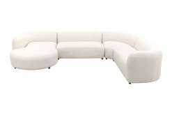 Madeira ronde u-vorm hoekbank + chaise longue rechts - Naturel Sunbrella
