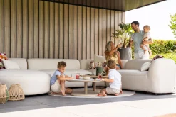Madeira ronde u-vorm hoekbank + chaise longue rechts - Naturel Sunbrella