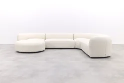 Madeira ronde u-vorm hoekbank + chaise longue rechts - Naturel Sunbrella