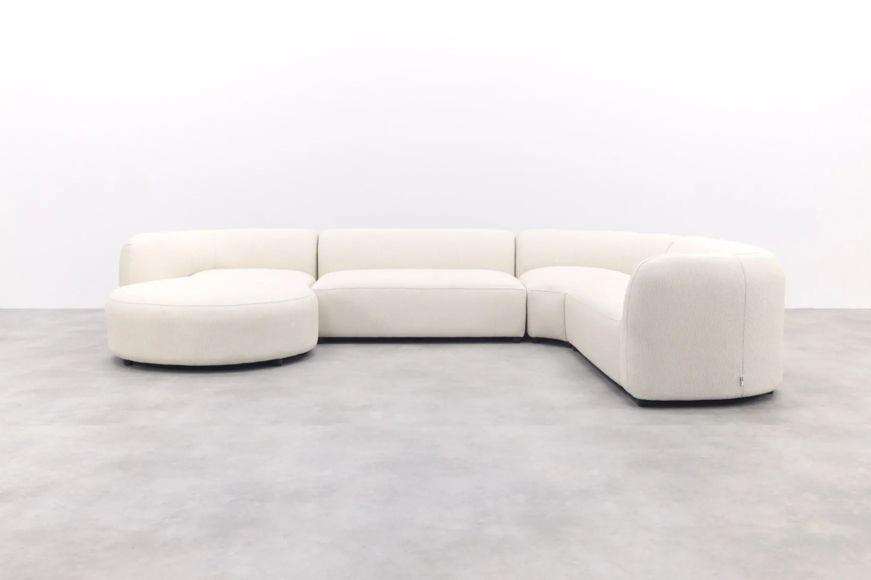 Madeira ronde u-vorm hoekbank + chaise longue rechts - Naturel Sunbrella
