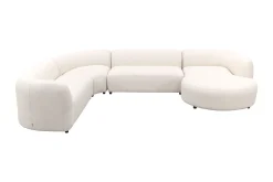 Madeira ronde u-vorm hoekbank + chaise longue links - Naturel Sunbrella