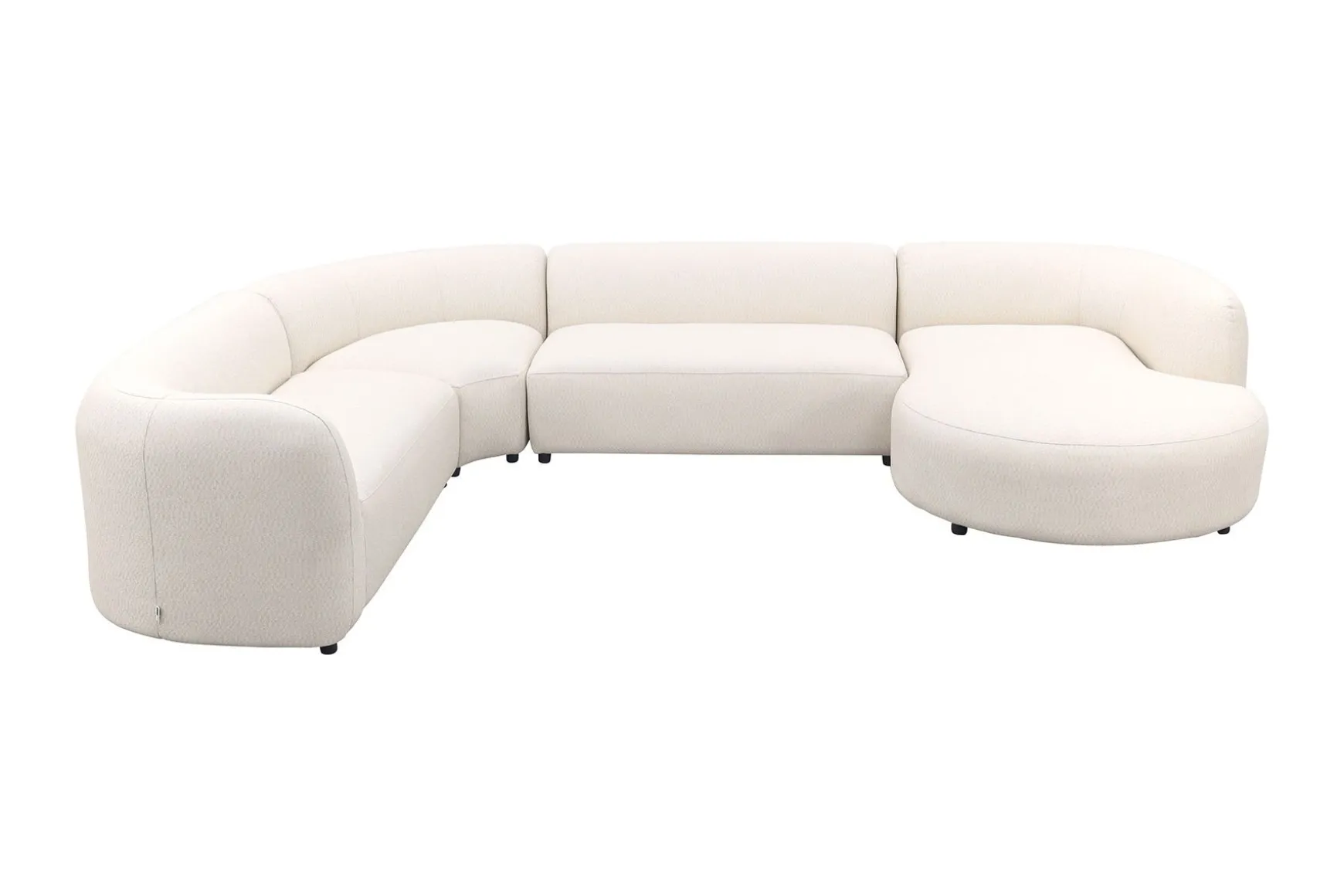 Madeira ronde u-vorm hoekbank + chaise longue links - Naturel Sunbrella