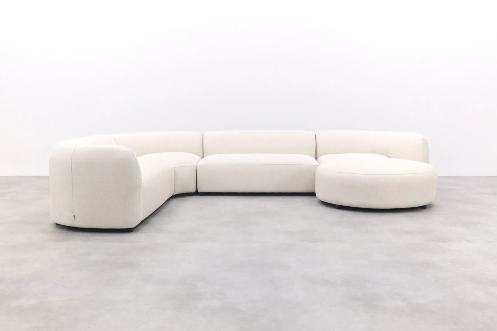 Madeira ronde u-vorm hoekbank + chaise longue links - Naturel Sunbrella