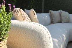 Madeira ronde u-vorm hoekbank + chaise longue links - Naturel Sunbrella