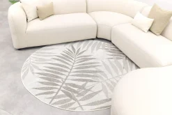 Madeira ronde u-vorm hoekbank + chaise longue links - Naturel Sunbrella
