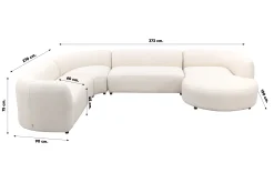 Madeira ronde u-vorm hoekbank + chaise longue links - Naturel Sunbrella