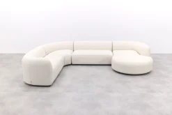 Madeira ronde u-vorm hoekbank + chaise longue links - Naturel Sunbrella