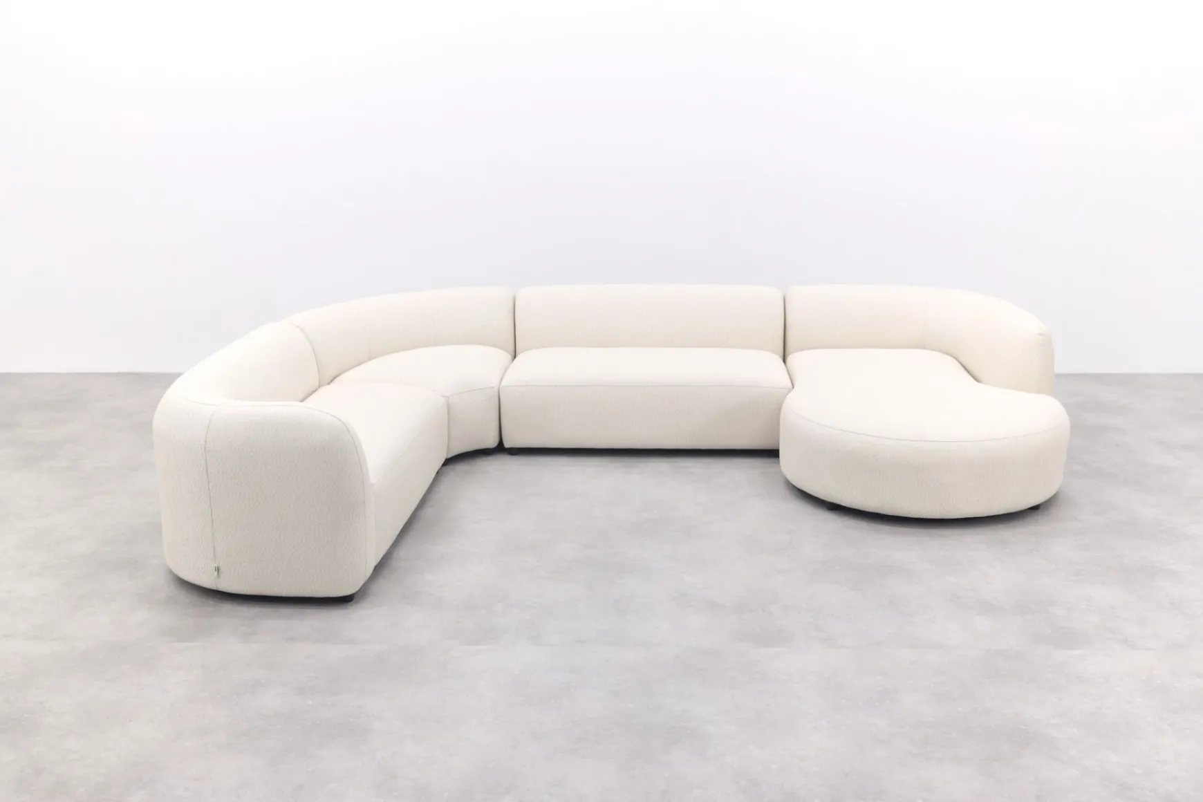 Madeira ronde u-vorm hoekbank + chaise longue links - Naturel Sunbrella