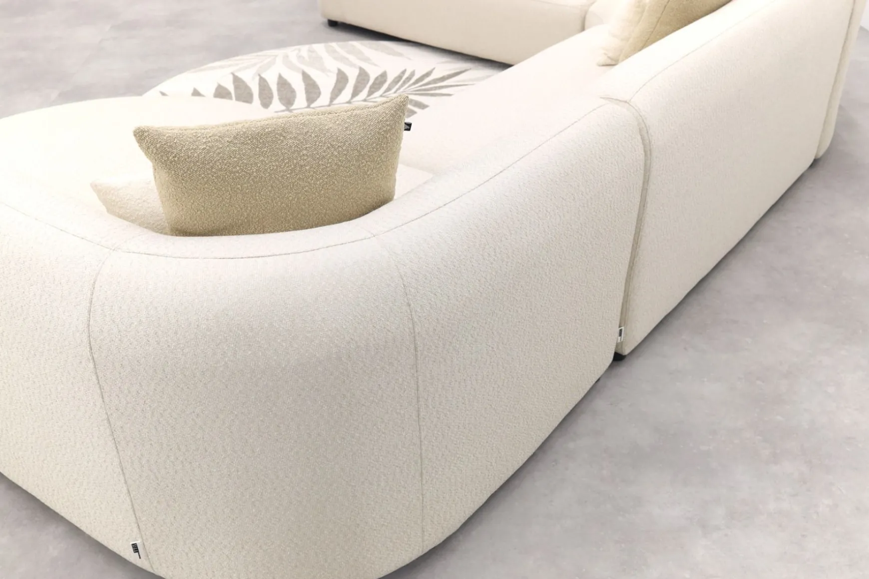 Madeira ronde u-vorm hoekbank + chaise longue links - Naturel Sunbrella