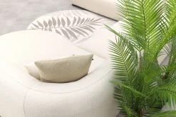 Madeira ronde u-vorm hoekbank + chaise longue links - Naturel Sunbrella