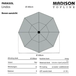 Madison Lindos ronde luxe stokparasol Ø300 cm. - Off-white/Champagne
