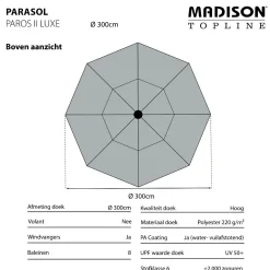 Madison Paros 2 luxe stokparasol - 300 cm. - Ecru