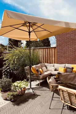 Madison stokparasol Delos luxe Ecru 200x300 cm.
