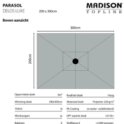Madison stokparasol Delos luxe Sage Green 200x300 cm.