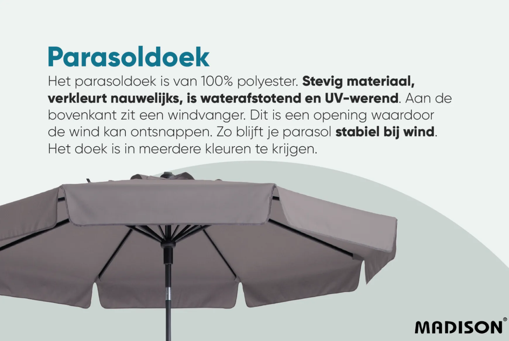 Madison stokparasol Flores luxe Taupe 300 cm.