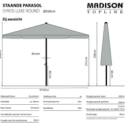 Madison stokparasol Syros luxe ecru 350 cm.
