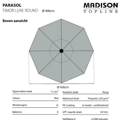 Madison stokparasol timor luxe Taupe 400 cm.