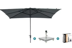 Madison Syros Luxe stokparasol 280x280 cm. - Grey met Sevilla voet en hoes