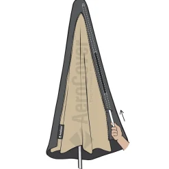 Madison Syros Luxe stokparasol 280x280 cm. - Taupe met Sevilla voet en hoes